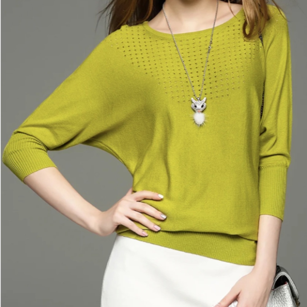Chartreuse Batwing-sleeve top
